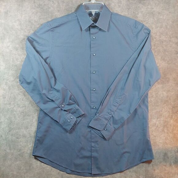 Ben Sherman Shirt Men's Medium Button UP‎ Blue 15-15 1/2 32/33 Stretch Tailoring - Picture 1 of 6